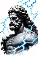 Zeus with lightning bolts tattoo design idea