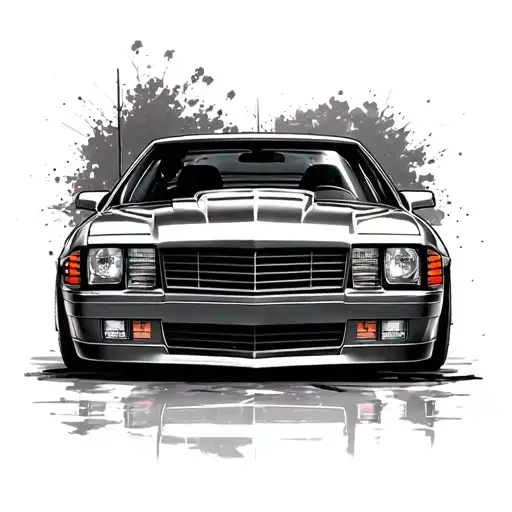 camaro and benz w124 tattoo design idea