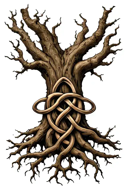 celtic fathers knot made of tree roots tattoo design idea