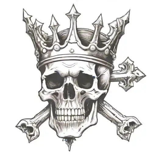 skull with crown and upside-down cross tattoo design idea