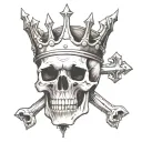 skull with crown and upside-down cross tattoo design idea