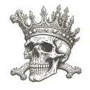 skull with crown and upside-down cross tattoo design idea