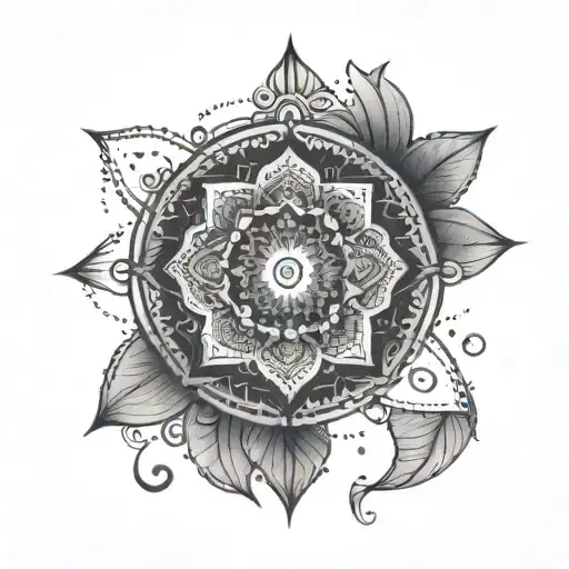 dot works mandala design inspired tattoo design idea