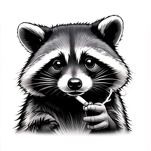 raccoon smoking a joint tattoo design idea