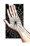 spider web on hand with a half sleeve tattoo tattoo design idea