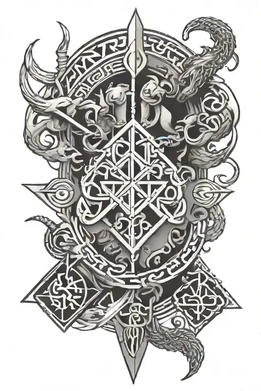 vikings runes protextion and illusion tattoo design idea