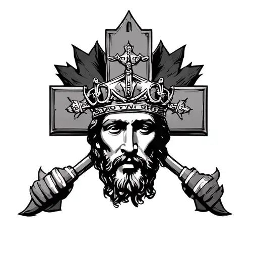 policing, king of kings, Jesus, cross, Canada, football tattoo design idea