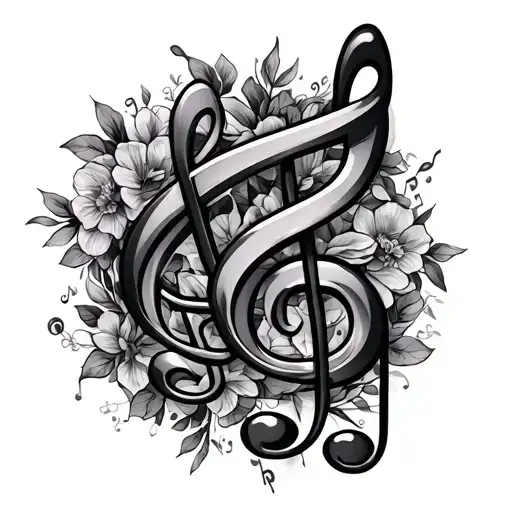 Elaine & Julian music note intertwined tattoo design idea