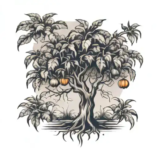 burnt mango tree tattoo design idea