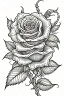Rose with barb wire stem going tattoo design idea