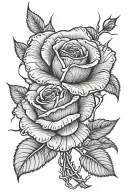 Rose with barb wire stem going tattoo design idea