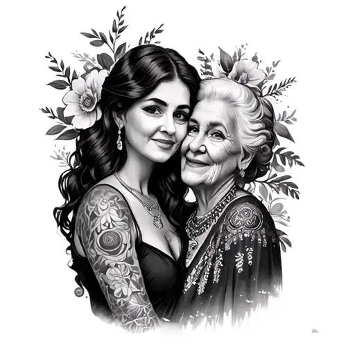 Nadia mom and granny tattoo design idea