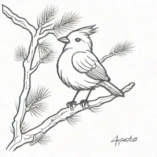 apostle bird on pine tree branch tattoo design idea