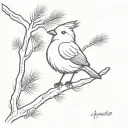apostle bird on pine tree branch tattoo design idea