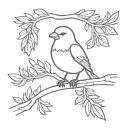 apostle bird on pine tree branch tattoo design idea