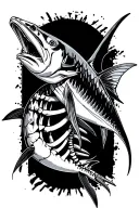 skeleton of Black Marlin tattoo design idea