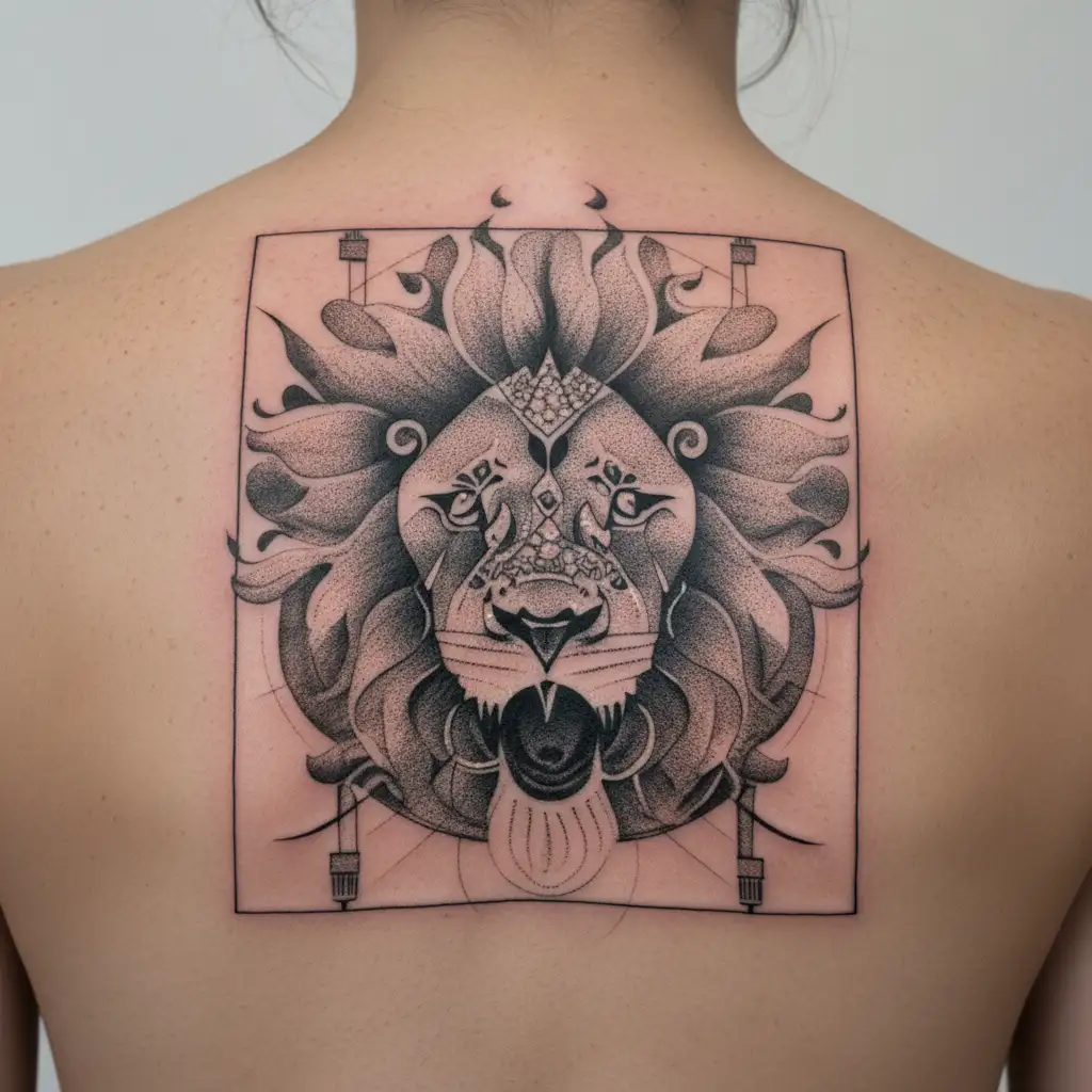Jagannath with lion tattoo design idea