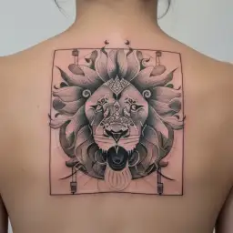 Jagannath with lion tattoo design idea