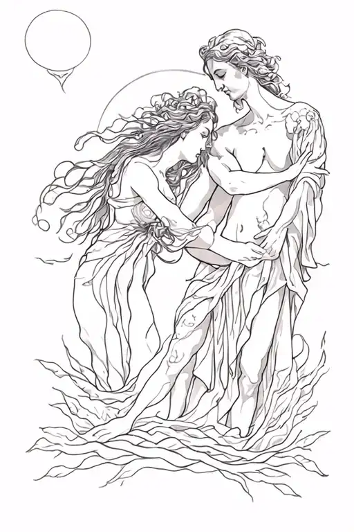 Orpheus and eurydice tattoo design idea
