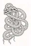 a snake chocking skeleton hand tattoo design idea