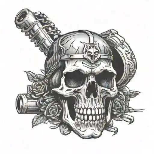 Hvac airconditioner skull tattoo design idea