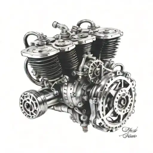 harely davidson motorcycle engine with gears tattoo design idea