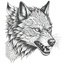 Fenrir wolf in a dynamic fighting stance tattoo design idea