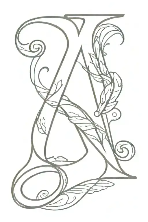 LETTER A AND N letter together WITH NUMBER 7 deadly sins tattoo design idea