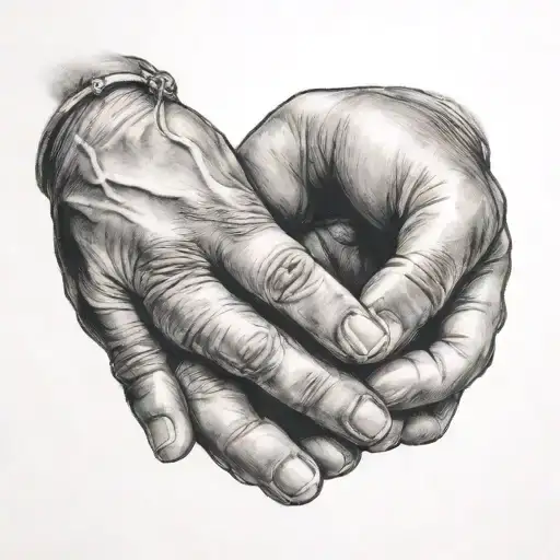 3 baby hands holding my hand holding each other tattoo design idea