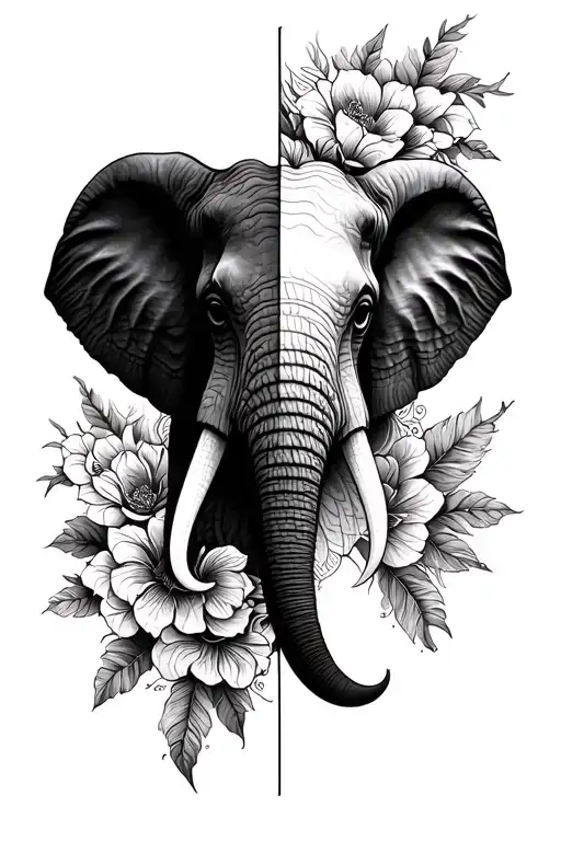 half elephant head half sleeve tattoo tattoo design idea