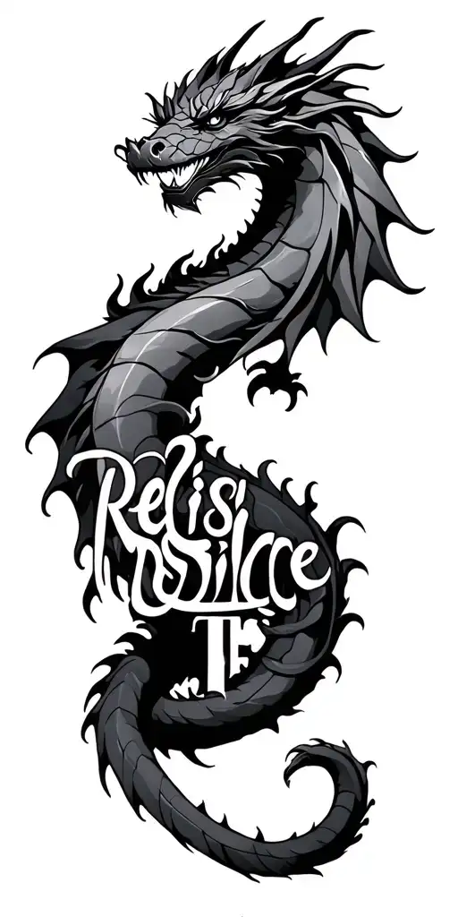 "Resilience" Dragon wrapped tattoo design idea
