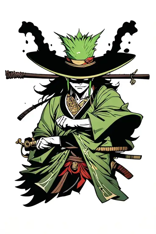 anime zoro one piece tattoo design idea