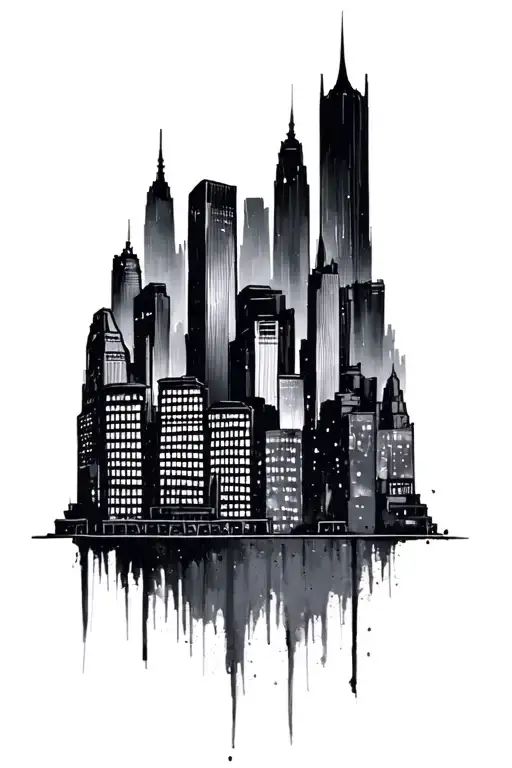 Gotham city skyline tattoo tattoo design idea