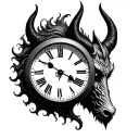clock and devil tattoo design idea