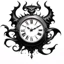 clock and devil tattoo design idea