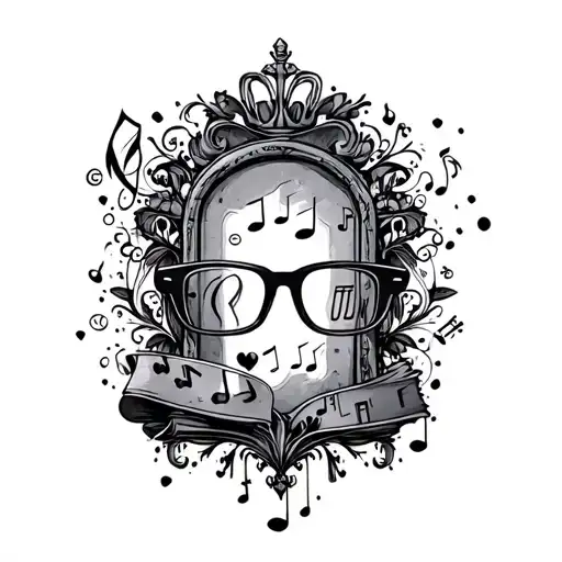 Tombstone, Paris, Musical Note, Love, Plug, Queen, Pop, Glasses tattoo design idea