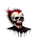 punk scull mohawk tattoo design idea