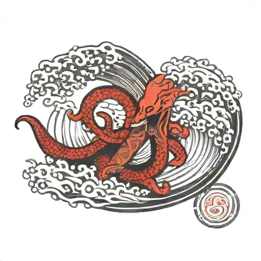 enso wave kraken emerging tattoo design idea