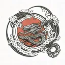 enso wave kraken emerging tattoo design idea