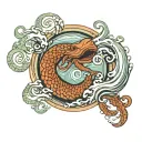 enso wave kraken emerging tattoo design idea