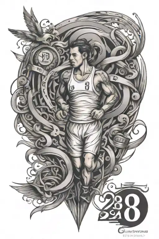marathon numbers forming tattoo design idea