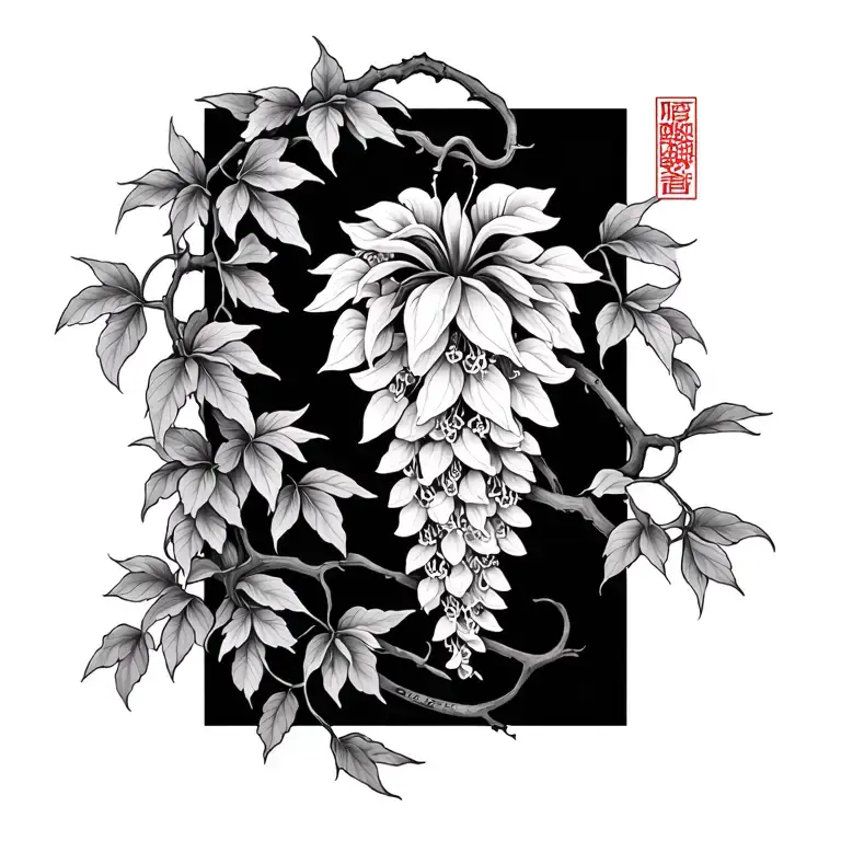 Chinese wisteria vine winding tattoo design idea