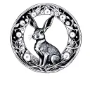 moon gazing hare tattoo design idea