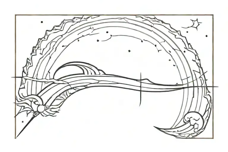 Sickle of the moon pierced by the sun's ray: Breakthrough through the darkness.  tattoo design idea