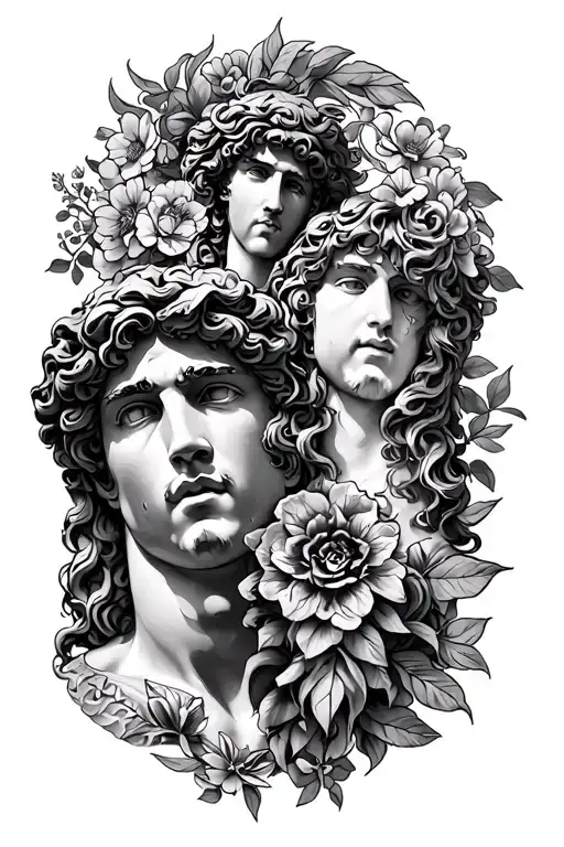 Apollo & dionysus dualty tattoo design idea