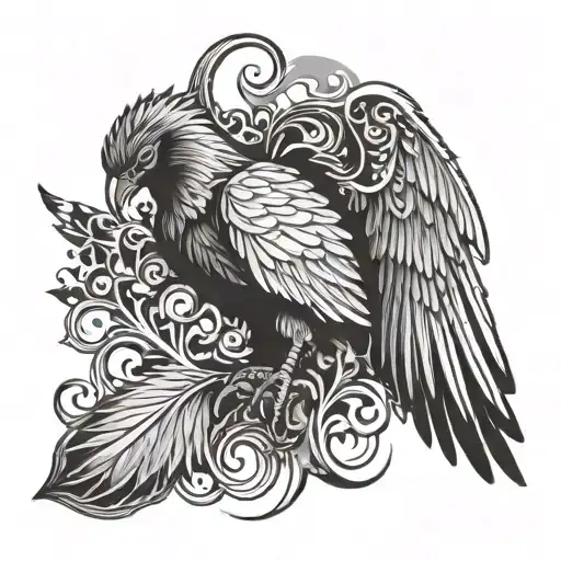 edgerunner symbol with half black half white wings attached tattoo design idea