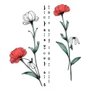 morse code with carnations and snowdrops tattoo design idea