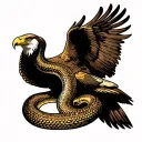 Eagle holding on to a snake tattoo design idea