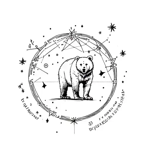 the ursa major dtar constellation with a  bear around it tattoo design idea