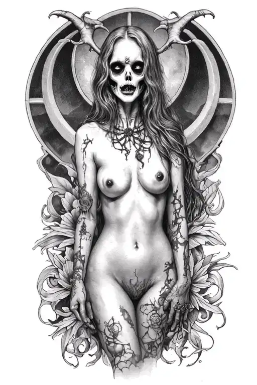 gothic nude  shemale tattoo design idea